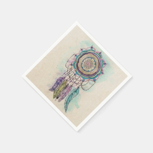 Boho Watercolor Mandala Dreamcatcher Serviette (Ecke)