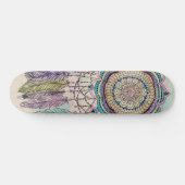 Boho Watercolor Mandala Dreamcatcher Skateboard (Horizontal)