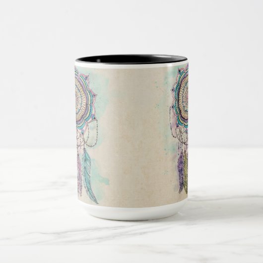Boho Watercolor Mandala Dreamcatcher Tasse (Zentrum)