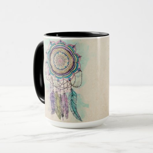 Boho Watercolor Mandala Dreamcatcher Tasse (Vorderseite Links)