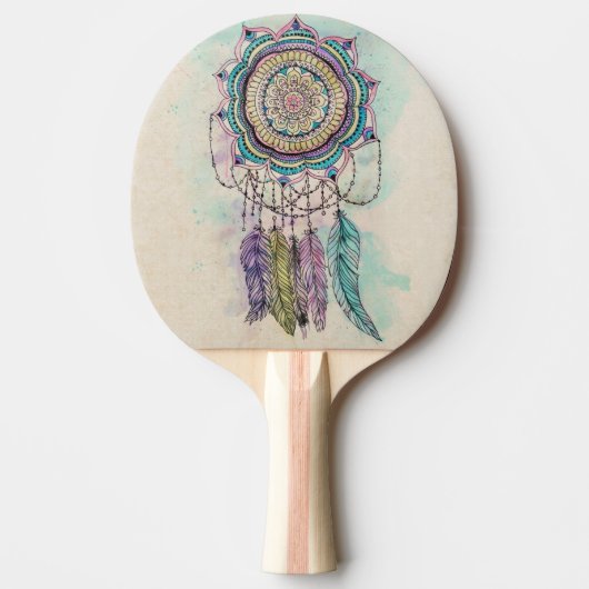 Boho Watercolor Mandala Dreamcatcher Tischtennis Schläger (Vorderseite)