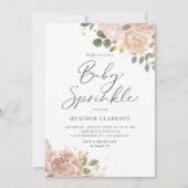 Boho Watercolor Mauve Peach Blume Baby Sprinkle Einladung (Vorderseite)