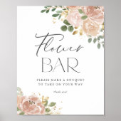 Boho Watercolor Mauve Peach Blume Blume Bar Poster (Vorne)
