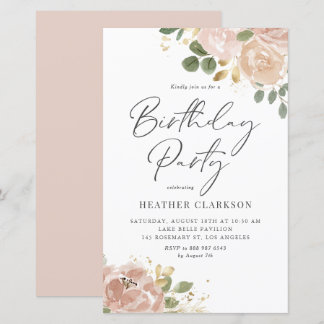 Boho Watercolor Mauve Peach Blume Geburtstagsparty