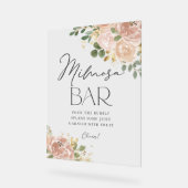 Boho Watercolor Mauve Peach Blume Mimosa Bar Acrylschild (Winkel)