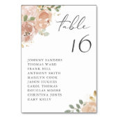 Boho Watercolor Mauve Peach Blume Sitzplätze Tischnummer (Rückseite)