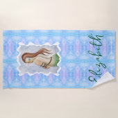 Boho Watercolor Mermaid Personalized Strandtuch (Vorderseite)