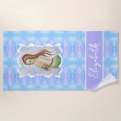 Boho Watercolor Mermaid Personalized Strandtuch (Vorderseite)