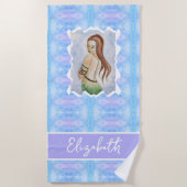 Boho Watercolor Mermaid Personalized Strandtuch (Vorderseite)