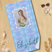 Boho Watercolor Mermaid Personalized Strandtuch