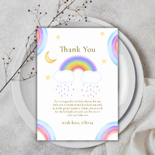 Boho-Watercolor-Mond-Stern-Regenbogen-Baby-Party Dankeskarte