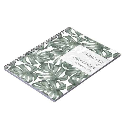 Boho Watercolor Monstera Pflanze Custom Wedding Notizblock (Linke Seite)