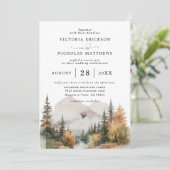 Boho Watercolor Mountain Budget QR code Wedding Einladung (Stehend Vorderseite)