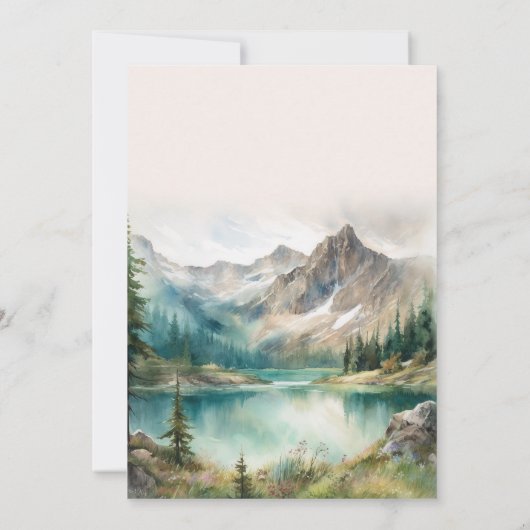 Boho Watercolor Mountain Wedding Einladung (Rückseite)