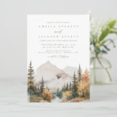 Boho Watercolor Mountain Wedding Einladung (Stehend Vorderseite)