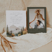 Boho Watercolor Mountain Wedding Invitation Einladung