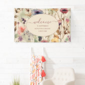 Boho Watercolor Mute Tones Wildblumen Hochzeit Banner (Insitu)