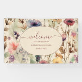 Boho Watercolor Mute Tones Wildblumen Hochzeit Banner (Horizontal)