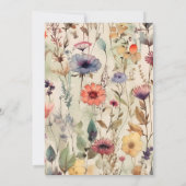 Boho Watercolor Mute Tones Wildblumen Hochzeit Einladung (Rückseite)
