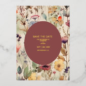 Boho Watercolor Mute Tones Wildblumen Hochzeit Folieneinladung (Vorderseite)