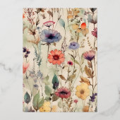 Boho Watercolor Mute Tones Wildblumen Hochzeit Folieneinladung (Rückseite)