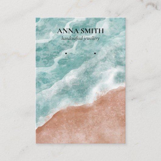 Boho Watercolor Ocean Stud Earring Display Visitenkarte (Vorderseite)