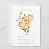 Boho Watercolor Overalls Eucalyptus Baby Showroom Einladung (Vorderseite)