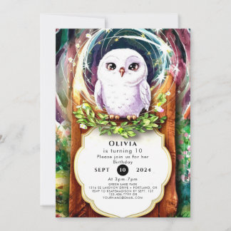 Boho Watercolor Owl Geburtstag Einladung