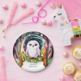 Boho Watercolor Owl Geburtstag Pappteller