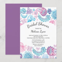 Boho Watercolor-Paisley-Muster-Brautparty