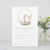 Boho Watercolor Palm Sailboat Schifffahrtskarte (Stehend Vorderseite)