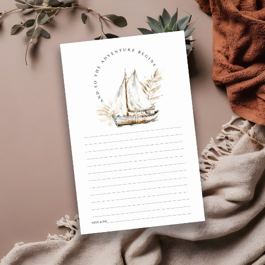 Boho Watercolor Palm Sailboat Schifffahrtskarte