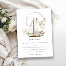 Boho Watercolor Palm Sailboat Seascape Wedding
