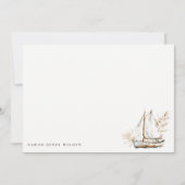 Boho Watercolor Palm Sailboat Seascape Wedding Mitteilungskarte (Vorderseite)