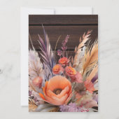 Boho Watercolor Pampas Grass Bridal Einladung (Rückseite)