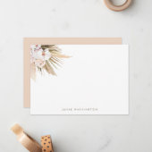 Boho Watercolor Pampas Grass Personalisiert Mitteilungskarte (Vorderseite/Rückseite Beispiel)