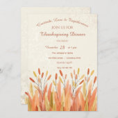 Boho Watercolor Pampas Grass & Rustikaler Erntedan Einladung (Vorne/Hinten)