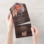 Boho Watercolor Pampas Grass Wedding All In One Einladung (Abreißen)