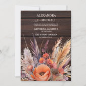 Boho Watercolor Pampas Grass Wedding Einladung (Vorderseite)