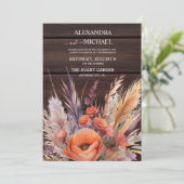 Boho Watercolor Pampas Grass Wedding Einladung (Stehend Vorderseite)