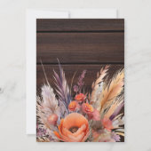 Boho Watercolor Pampas Grass Wedding Einladung (Rückseite)