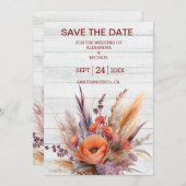 Boho Watercolor Pampas Grass Wedding Save The Date (Vorne/Hinten)