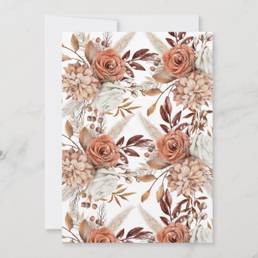 Boho Watercolor Pampas Wedding Announcement Card Einladung (Rückseite)