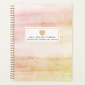 Boho Watercolor Pink Apple Lehrer Planer (Vorderseite)