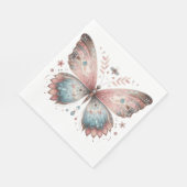Boho Watercolor Pink & Blue Butterfly Baby Dusche Serviette (Ecke)