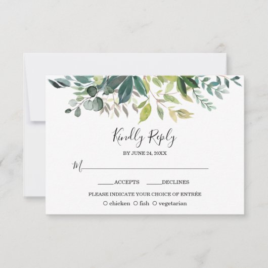 Boho Watercolor Pink Blush Blume Hochzeit RSVP Karte (Vorderseite)