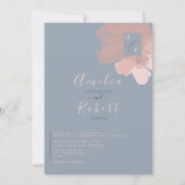 Boho Watercolor Pink Dusty Blue Wedding Einladung (Vorderseite)