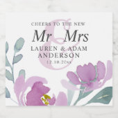 Boho Watercolor Pink Florals Wedding Schaumweinetikett (Einzelnes Label)