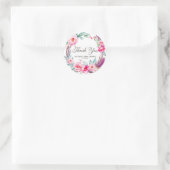 Boho Watercolor Pink Peonies Vielen Dank Runder Aufkleber (Tasche)