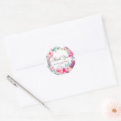 Boho Watercolor Pink Peonies Vielen Dank Runder Aufkleber (Umschlag)